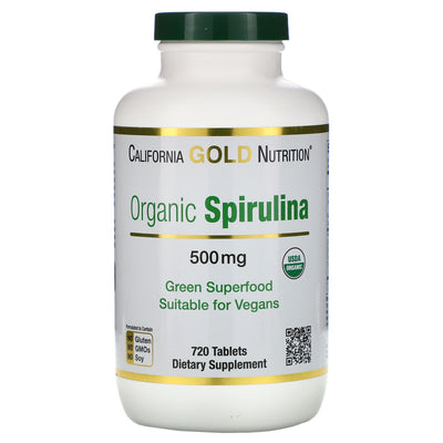 California Gold Nutrition, Organic Spirulina, USDA Certified, 500 mg, 720 Tablets