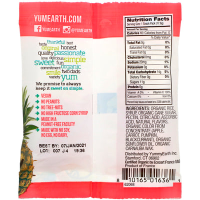 YumEarth, Organic Fruit Snacks, Tropical,  0.62 oz (17.6 g)