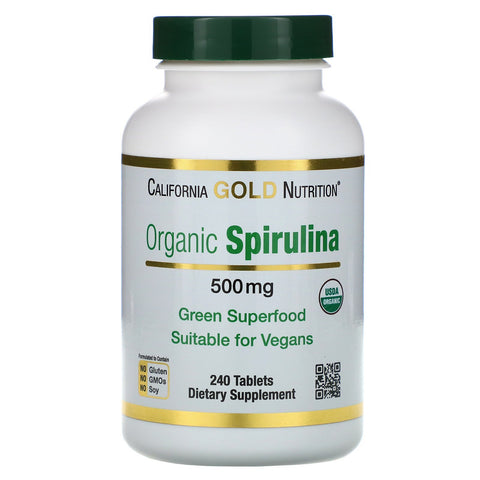California Gold Nutrition, Organic Spirulina, 500 mg, 240 Tablets