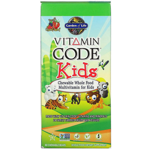 Garden of Life, Vitamin Code, Kids, Chewable Whole Food Multivitamin for Kids, Cherry Berry, 60 Chewable Bears