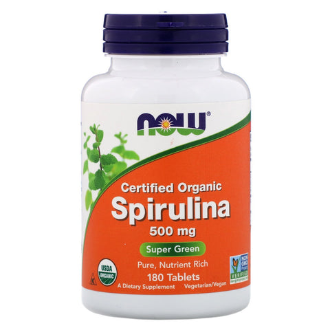 Now Foods, Certified Organic Spirulina, 500 mg, 180 Tablets