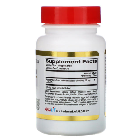 California Gold Nutrition, Astaxanthin, AstaLif Pure Icelandic, 12 mg, 30 Veggie Softgels